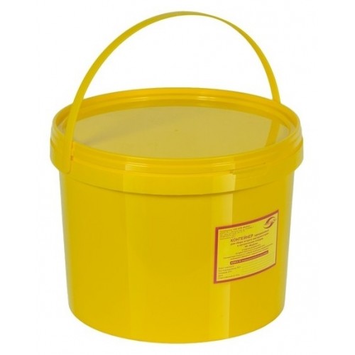 Емкость-контейнер одноразовая (желтого цвета) (для сбора органических отходов класса Б), 10,0 л., с индикатором вскрытия.